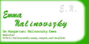 emma malinovszky business card